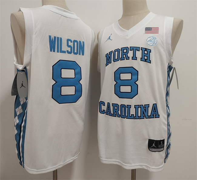 Men's North Carolina Tar Heels #8 Caleb Wilson White  Limited College Stitched Jersey